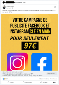 un like organique sur une publication sponsorisée